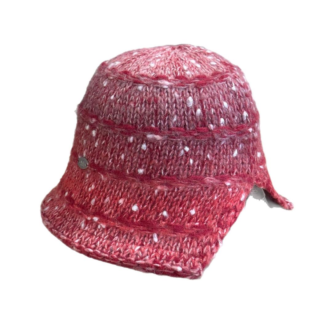 Autumn and Winter Gradient Knitted Fisherman's Hat for Women with Wide Brim Small Face Cold Protection Ear Protection Trendy Hat