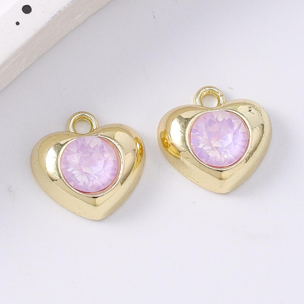 5pcs Exquistite Crystal Zircon Love Heart Charms Pendants for Making Necklace Earrings Bracelet DIY Handmade Jewelry Accessories
