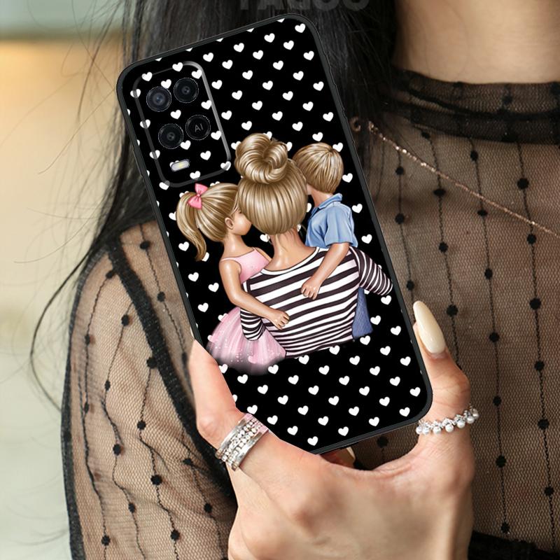 Beautiful Mother Daughter Son Case For Oppo A74 A94 A54 A80 A60 A40 A18 A38 A58 A78 A98 A96 A76 A16 A15 A17 A57 A77 A5 Pro