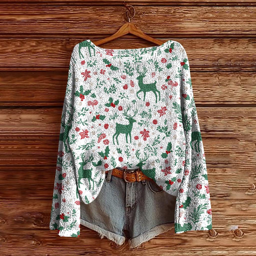 Women's Round Neck Lightweight Sweater Casual Long Sleeve Knit Pullover