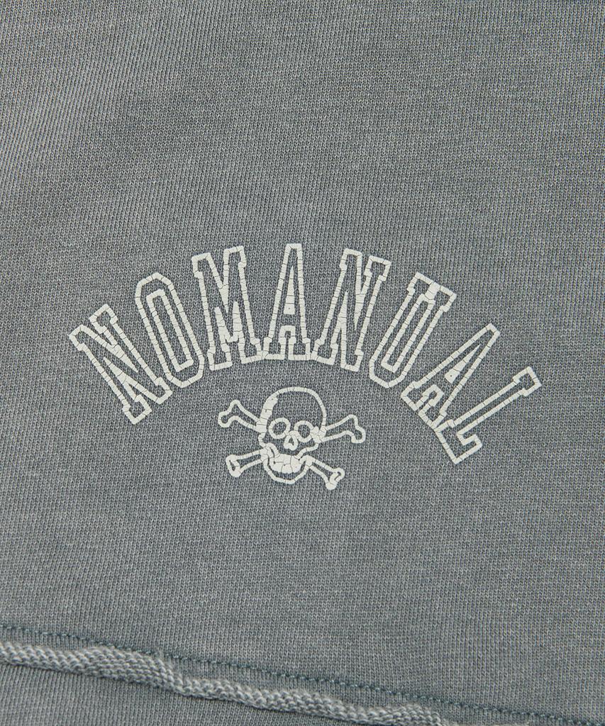 Nomanual Raw Edge Hooded Zip-Up - Washed Gray