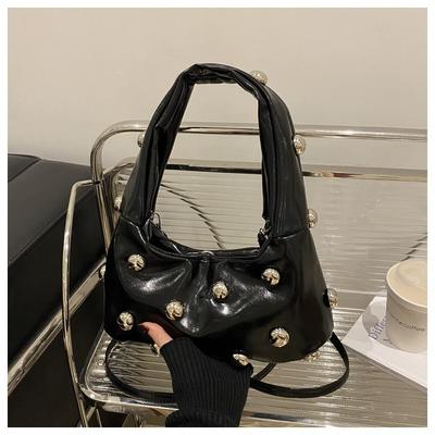 Studded Shoulder Bag PU Leather Hobo Handbag Designer Crossbody Purse Tote Bag for Women Work Shopping Travel