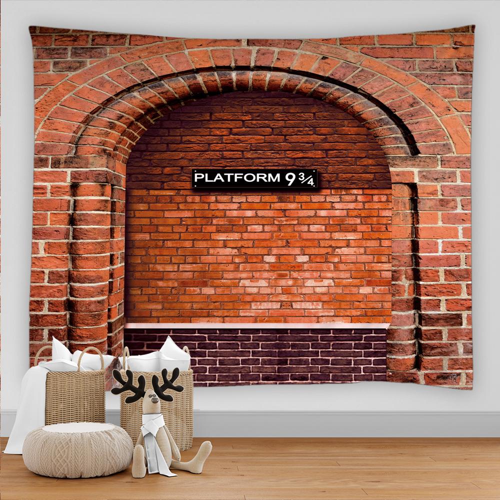 3D Printing Vintage Style Rock Stone Wall Door Tapestry Wall Hanging Boho Style Wall Tapestry Mandala Art Mat Living Room Decor