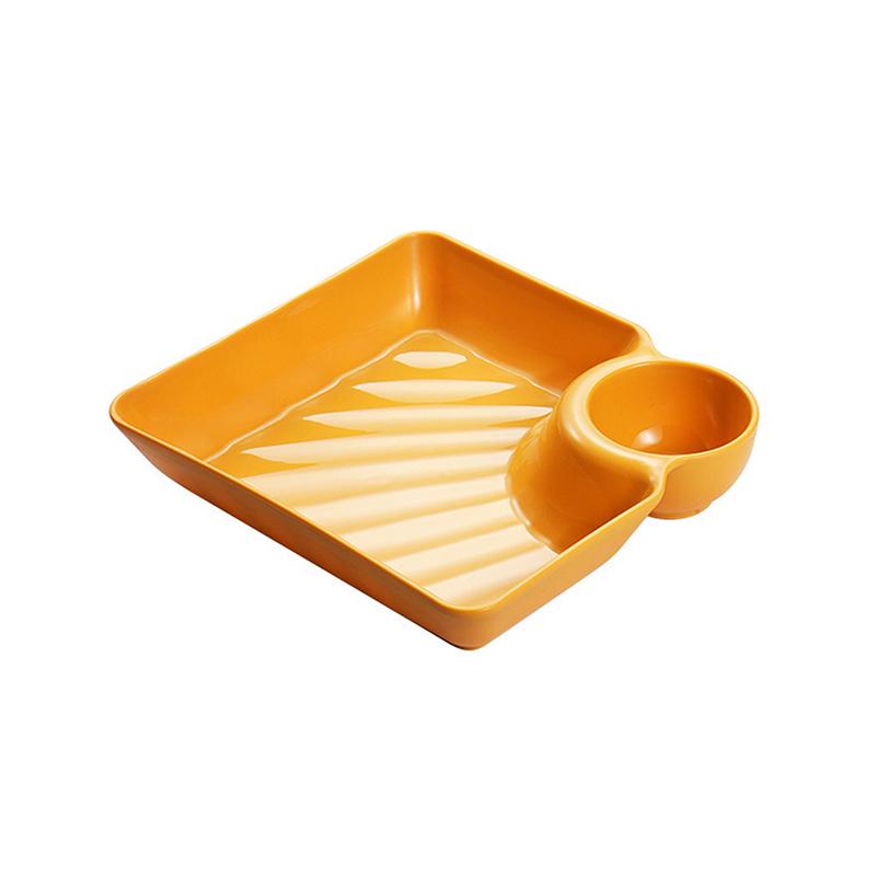 Plastic Dumpling Plate With Sauce Compartment Square Snack Cookie Platter Food Tray Dish Tableware Kitchen Plates