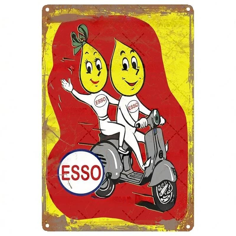 Mike86 ESSO Tiger PIN UP Vintage Metal Tin Signs Man Cave Oil Shop Posters Decoration LTA