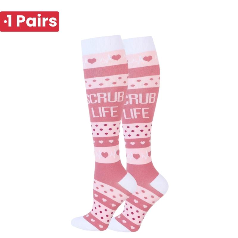 1 Pair Cute Cat Compression Socks Knee High 20-30 Mmhg Fit Medical Edema Diabetes Varicose Veins Running Sports Socks