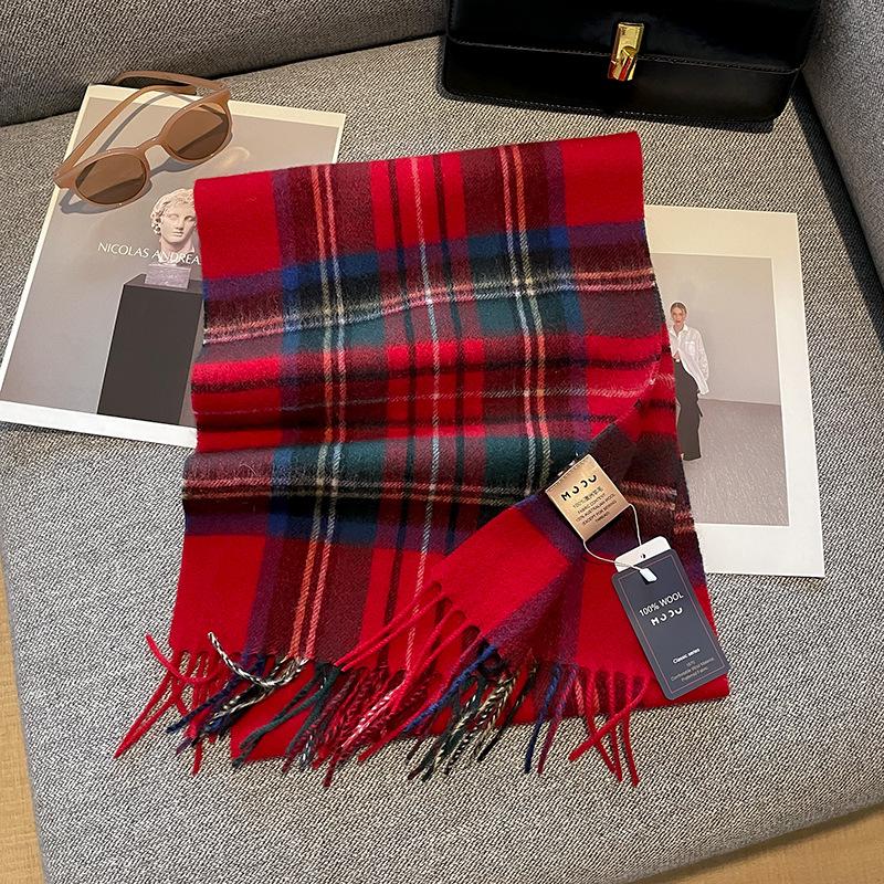 Small wool classic plaid simple winter fringed warm scarf female scarf student style