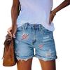 Denim Distressed Shorts with Star Print Pattern Casual Ripped Jean Shorts for Women Summer Streetwear Fashion