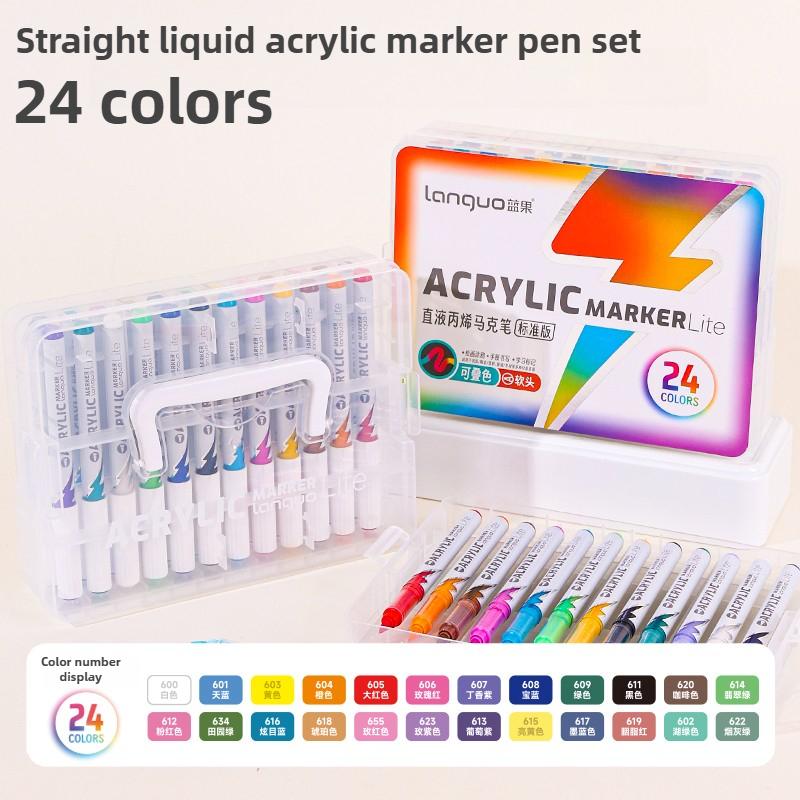 

LANGUO 60/24 Colors Lightning Liquid Acrylic Markers Soft Tip Layerable for DIY Smart Ink Control Art School Supplies Stationery