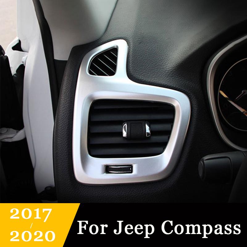 For Jeep Compass 2017 2018   ABS Car Inner Air Condition Vent Cover Trim Decorative Outlet Frame Auto Accessories