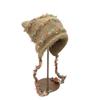 25 Early autumn new colored lace-up ear protectors to keep warm cat ears personalized thickened color matching knitted fluffy hat
