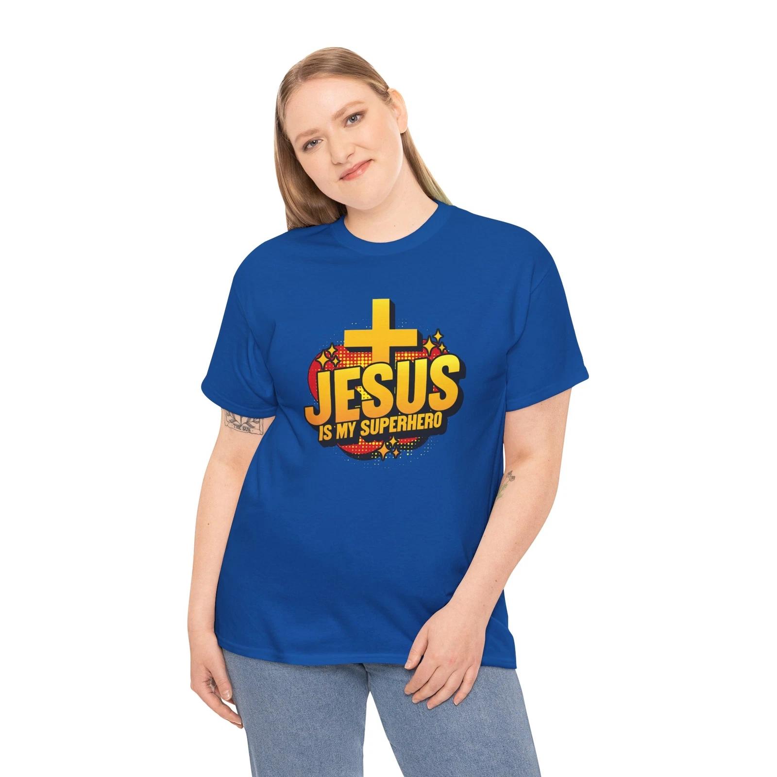 Superhero Comics T-Shirt | Funny Hero Fan Tee | Jesus Is My Super Hero Shirt S