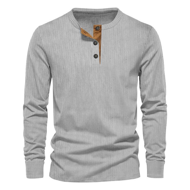 Men's 2026 Corduroy Henley Slim Fit Long Sleeve T-Shirt