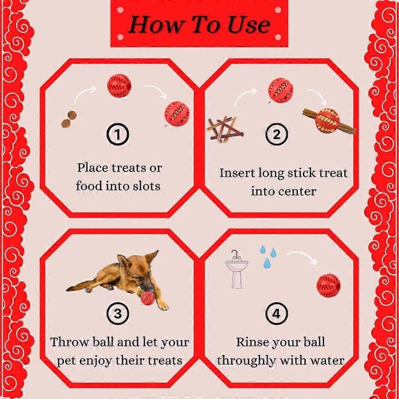 Dog Toy Ball Snack Dispenser Non-toxic Anti-Bite Boring Interactive and Puppy Dog Food Dispenser Teeth Cleaning Dog Toy Dog Training 7CM Red