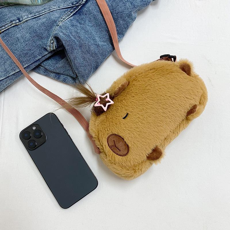 Creative Cute Hairpin Dolphin Small Oblique Span Bag Girl Heart Cute Plush Doll Bag Girl Portable Storage Bag