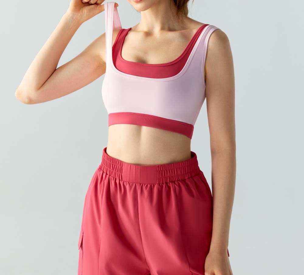 

Эластичный спортивный бюстгальтер Yoga Insight с цветными блоками и высоким-низким кроем M