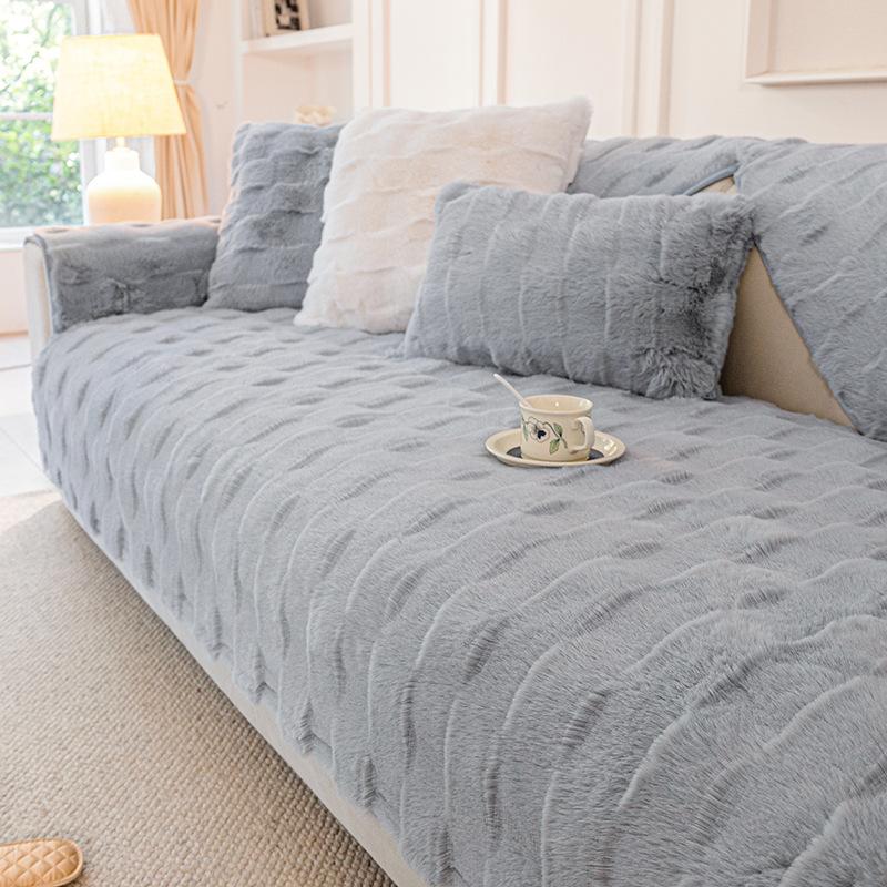 Special Rabbit Plush Sofa Cushion Winter Thickened Seat Cushion  New Plush Sofa Cover Towel Anti-Cat Scratch