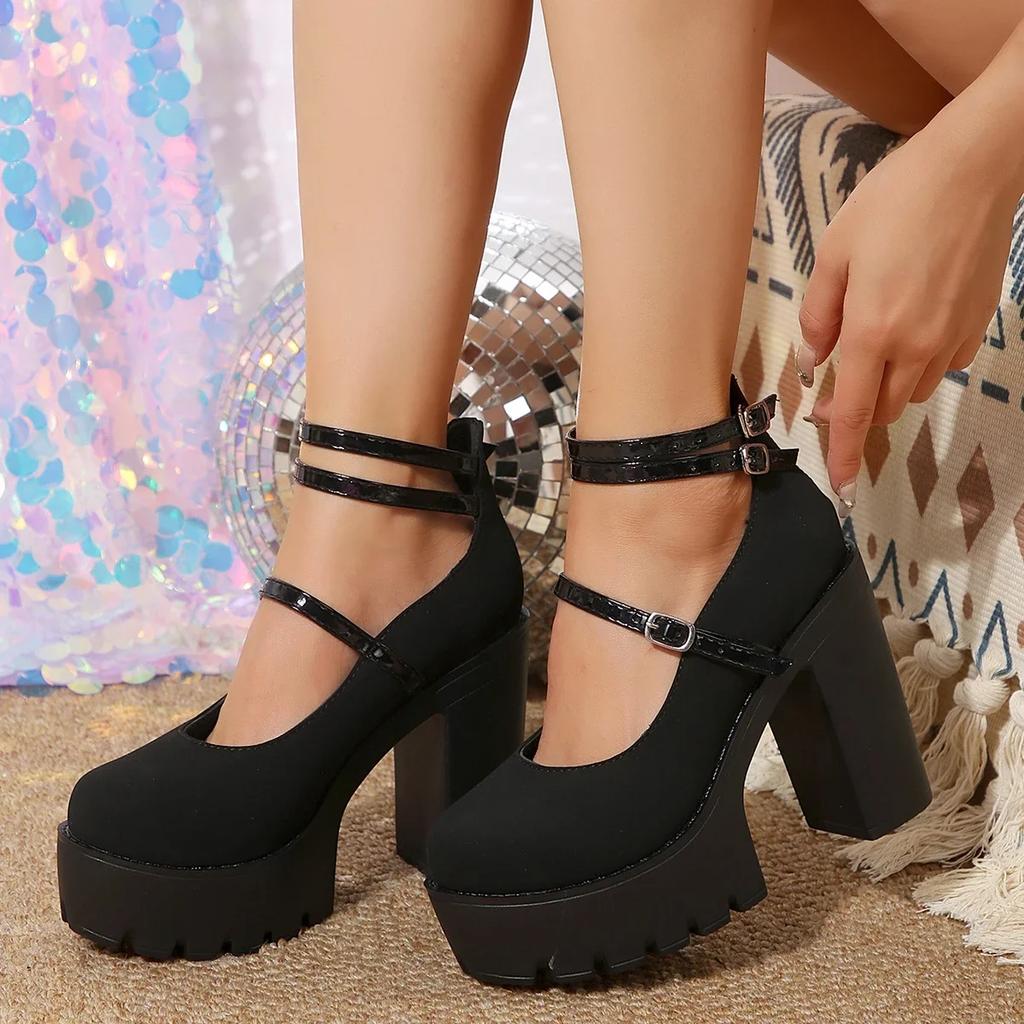 Fashion Women Sandals 2025 Mary Janes Shoes Platform Fashion High Heel Sandals Women Summer New Lolita Shoes Chunky Pumps Zapatos Mujer