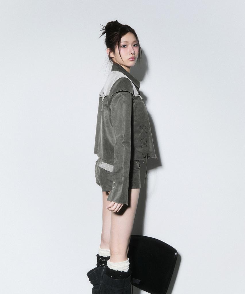 Chelikwili Western Lace Shorts - Khaki