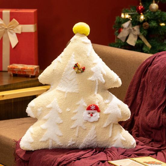 Christmas Tree Plush Pillow Cartoon Stuffed Toy Soft Sofa Cushion Holiday Home Decoration for Couch Bed