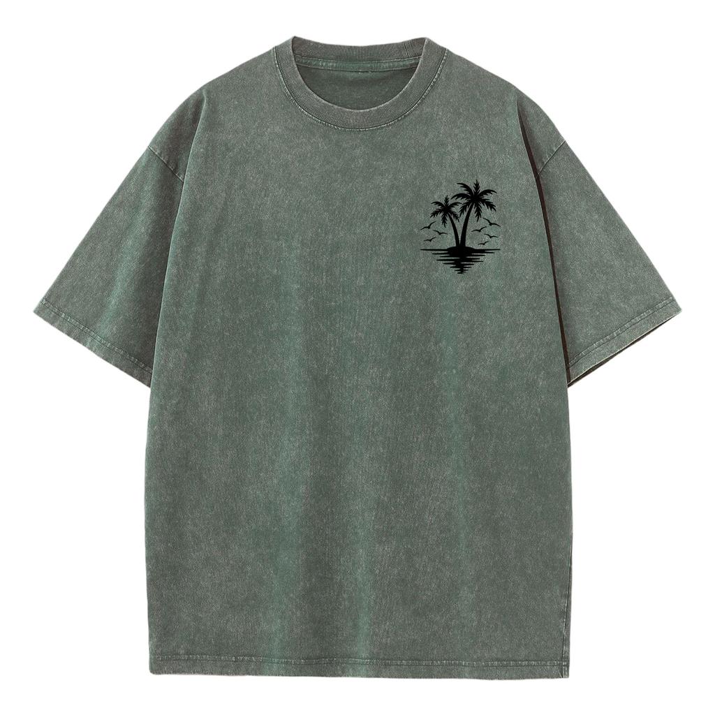 Short Sleeve Crew Neck T Shirt with Tree Print Loose Fit Casual Top for Everyday Wear Unisex Design Comfortable Material