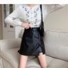 2025 Autumn/Winter Black High-Waisted PU Leather Bodycon Skirt – Women's Slimming A-Line Midi Skirt