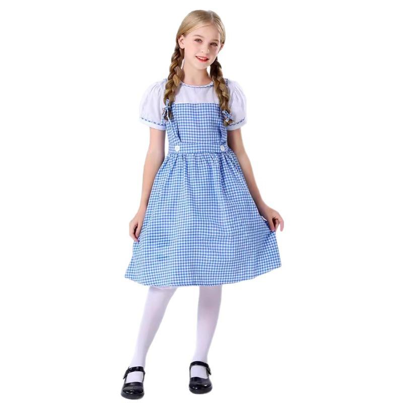 

Halloween Wizard of Oz Dorothy Blue Checked Dress Parent-Child Dress Stage Drama Dress 150cm