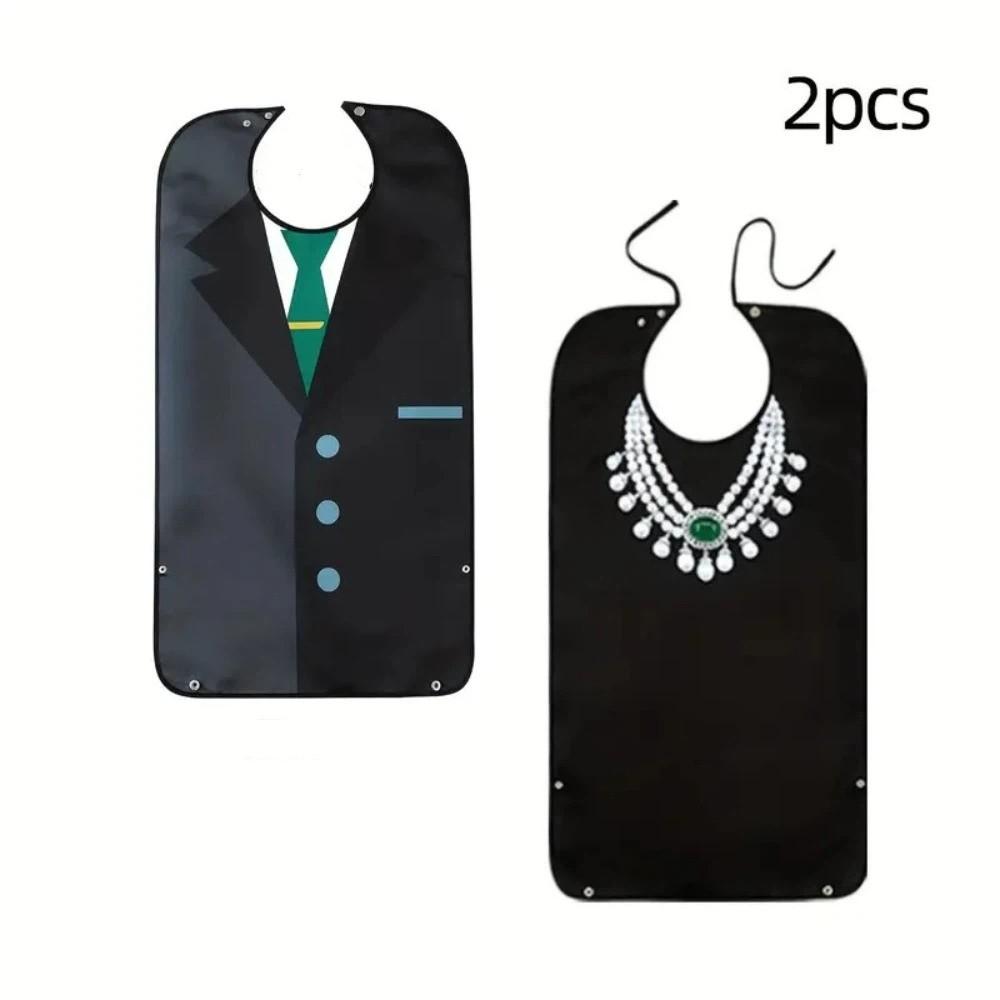 Waterproof Elderly Bibs Foldable Snap Closure Adult Apron Oil-Resistant Washable Senior Citizens Bibs Household Use