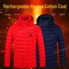 Unisex Slimme Verwarmde Katoenen Jas: Temperatuurregeling in meerdere zones, Warme jas met capuchon voor buitengebruik in de herfst en winter