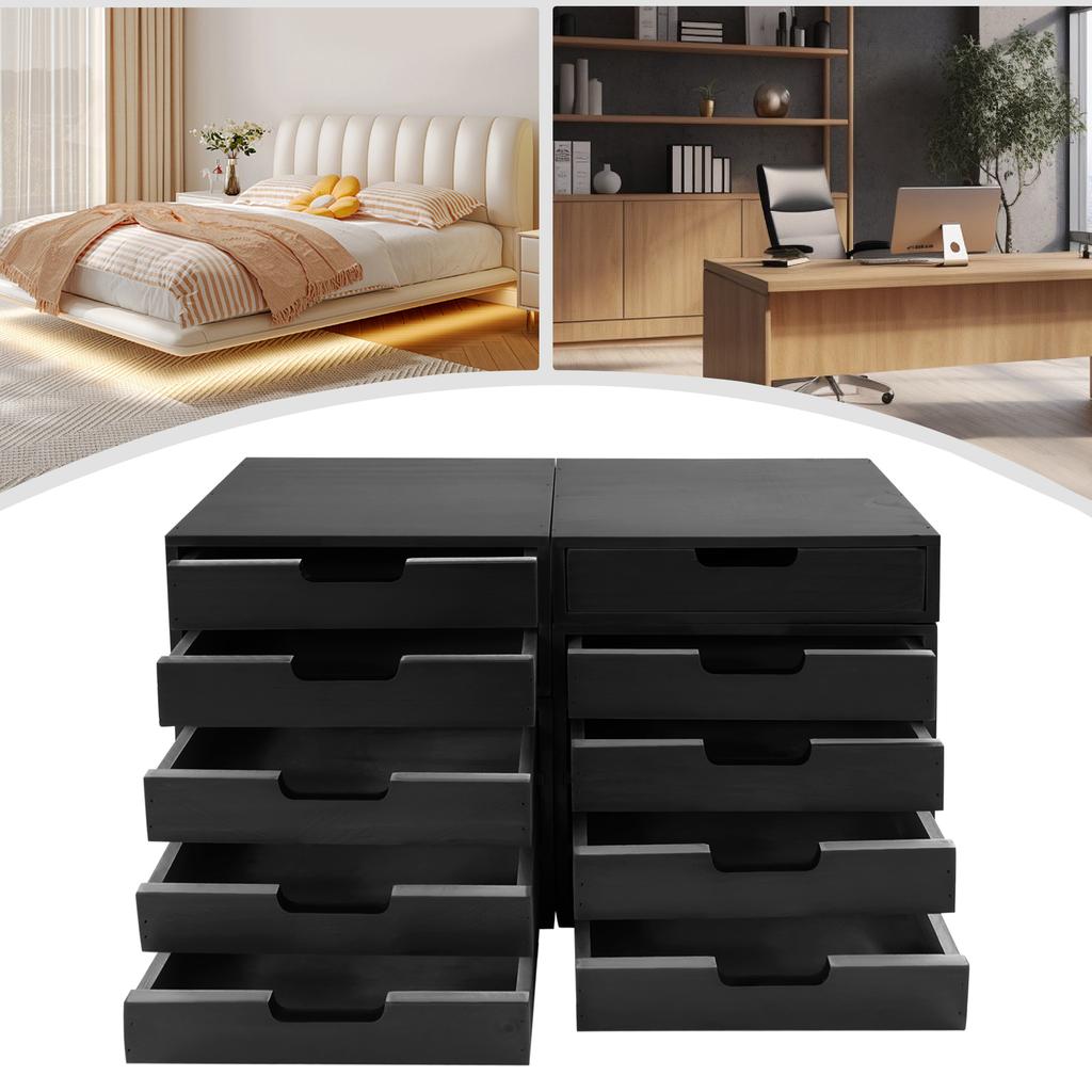 4 Items Wood Rectangular Drawer Cabinet,Pink/Brown/Blue/Black Desktop Storage Organizers for Living Rooms,Bedrooms