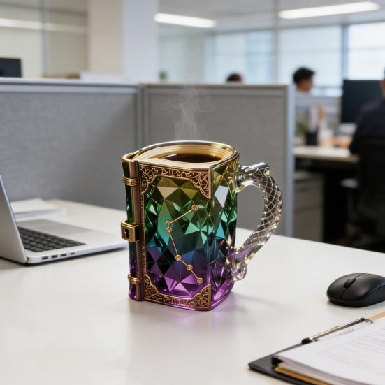 Book-Shaped Coffee Mug with Secret Lock Unique Bibliophile Tea Cup for Hot Cold Drinks Home Library Decor Collectors Fantasy Lovers Gifts