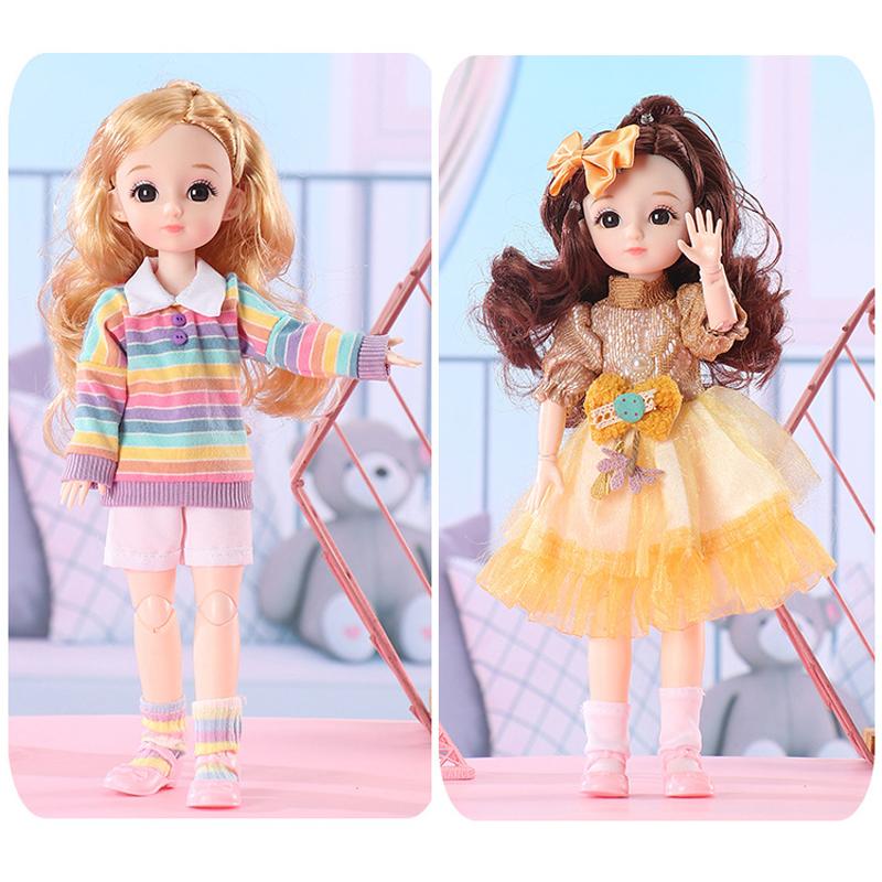 12 Inch 30Cm 1/6 Girl Bjd Dolls With Clothes Skirt Hat Headdress Dress Up Diy Toys Dollhouse Accessories Children Birthday Gifts