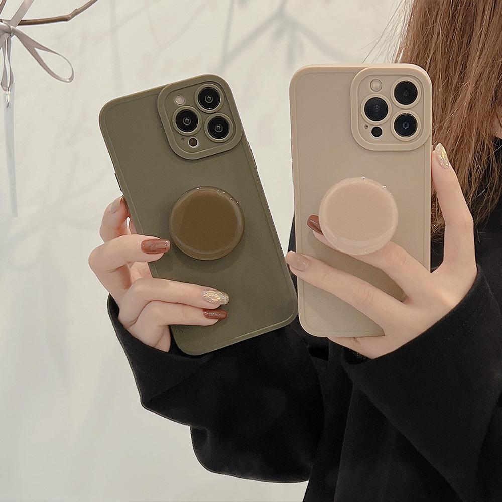 Luxury Bracket Phone Cases For iPhone 15 14 13 12 11 Pro Max Light Pure Colour Soft TPU With Holder Stand Back Cover Accessories