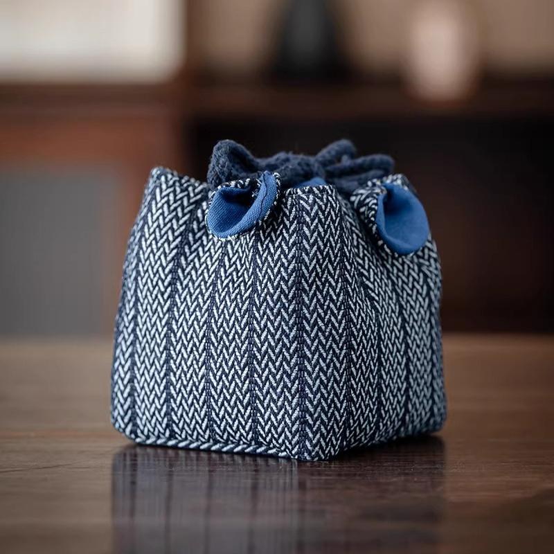 Čínská brokátová taška na čajovou soupravu Víčko na konvičku Miska Ochranná látková taška do exteriéru Jednoduchý hrnek na čaj Silná kapsa na svazek 8x9cm