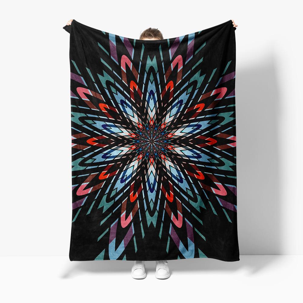 

Vibrant Abstract Geometric Pattern Fleece Blanket Colorful Swirls Throw Blanket Modern Decorative Bed Blanket Home Decor 75x100cm