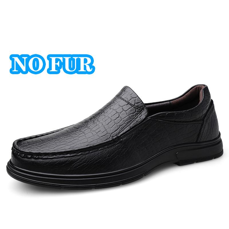 Genuine Leather Warm Plush Fur Driving Shoes Mens Handmade Loafers Top Quality Male Casual Shoes Moccasins Luxury Slip On Flats