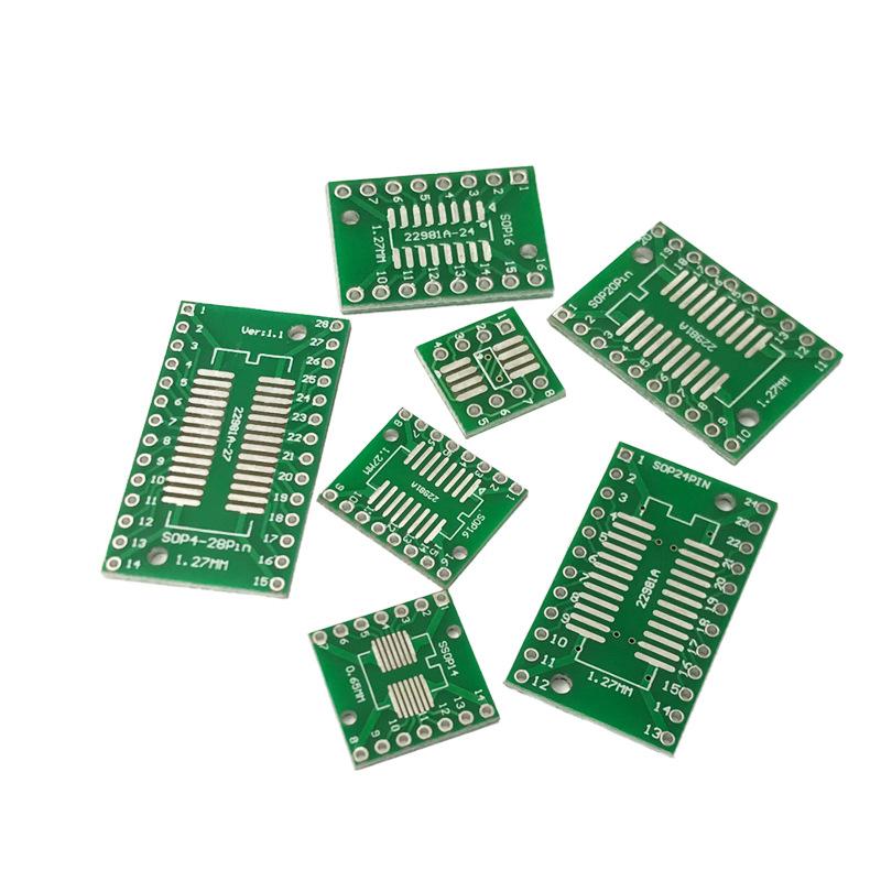 Hot Sale 30/35Pcs SOP24 SOP8 SOP14 SOP16 SOP20 SOP28 SMD Turn To DIP Adapter Converter Plate SOP 8 14 16 20 24 28 PCB Board Kit