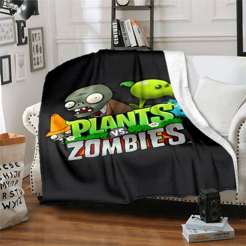 1pc Blanket Plants vs. Zombies Print Design, Lightweight Blanket for Sofa, Bed- Soft &Warm, Gift for All Seasons like Christmas, Halloween