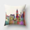 Colorful High City Building Print Decorative Pillow Case Bed Cafe Sofa Home Decor Polyester Square Cushion Cover 45X45Cm