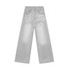 Menswear | Cleanfi Casual Cat Whiskers Washed White Light Grey Straight Wide Leg Jeans