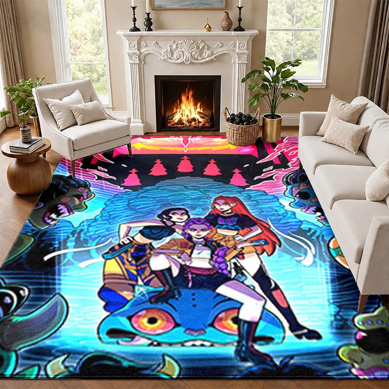 Kpop Demon Hunters Carpet Door Mat for Living Room or Bedroom Protective Mat Under Chair Office Decoration Christmas Gift Birthday Present