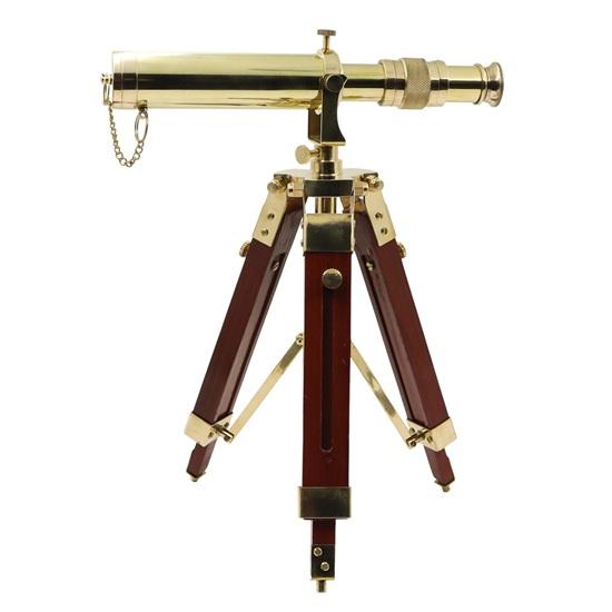 Brass Telescope with Wooden Tripod Home Decor Birthday Gift For Men