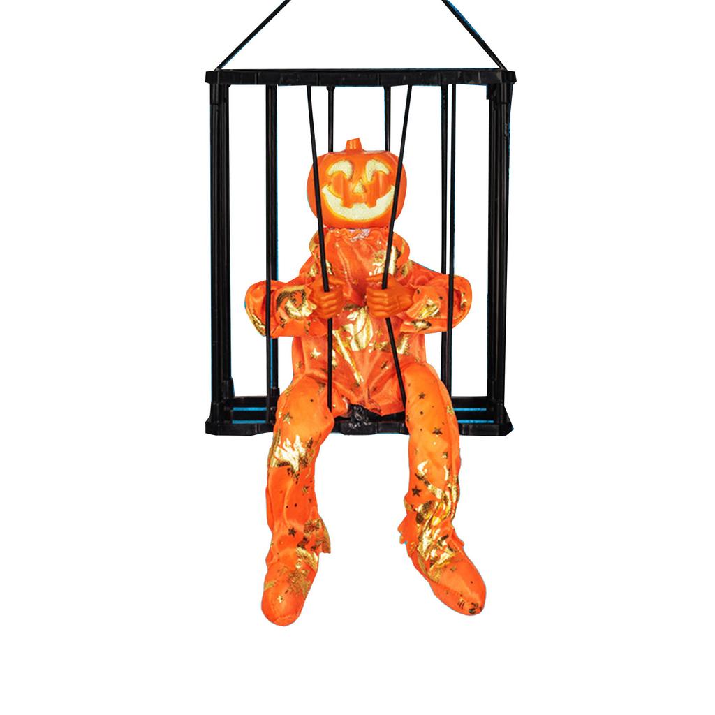 Scary Skull Cage Prisoner Haunted House Decor Spooky Hanging Ghost Screaming All Hallow Day Prop wit