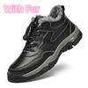 Men Winter Plush Snow Flats Genuine Leather Mens Breathable Sneakers High Quality Men Casual Driving Shoes Men's Vulcanize Shoes