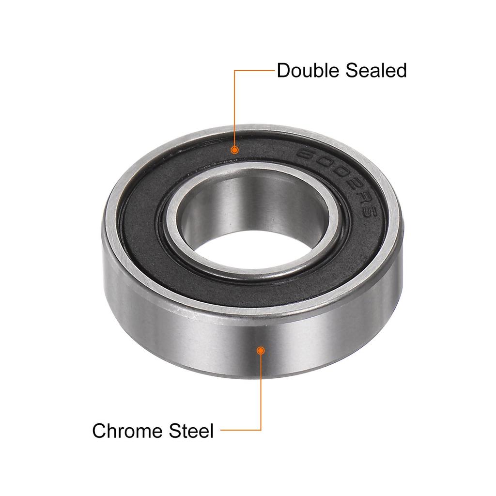 uxcell 2pcs 6002-2RS Deep Groove Ball Bearing Chrome Steel Z2 Double Rubber Sealed Bearing 15mm X 32mm X 9mm