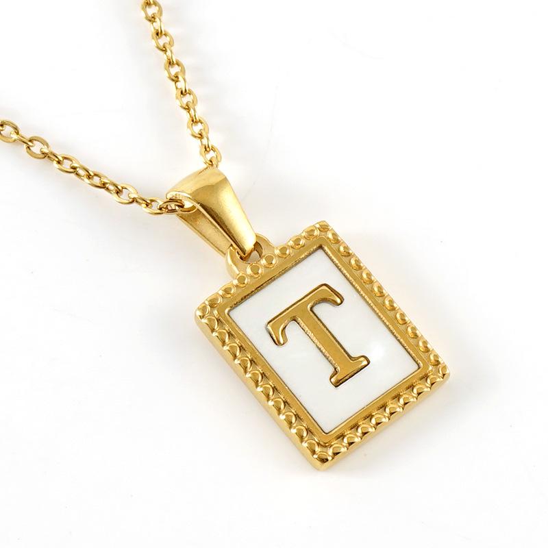 18K Gold Stainless Steel Letter Pendant Necklace – European and American Style Titanium Steel Clavicle Chain for Women
