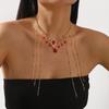 Water Droplet Clavicle Chain Sparkling Shiny Choker Elegant Rhinestone Necklace  Women