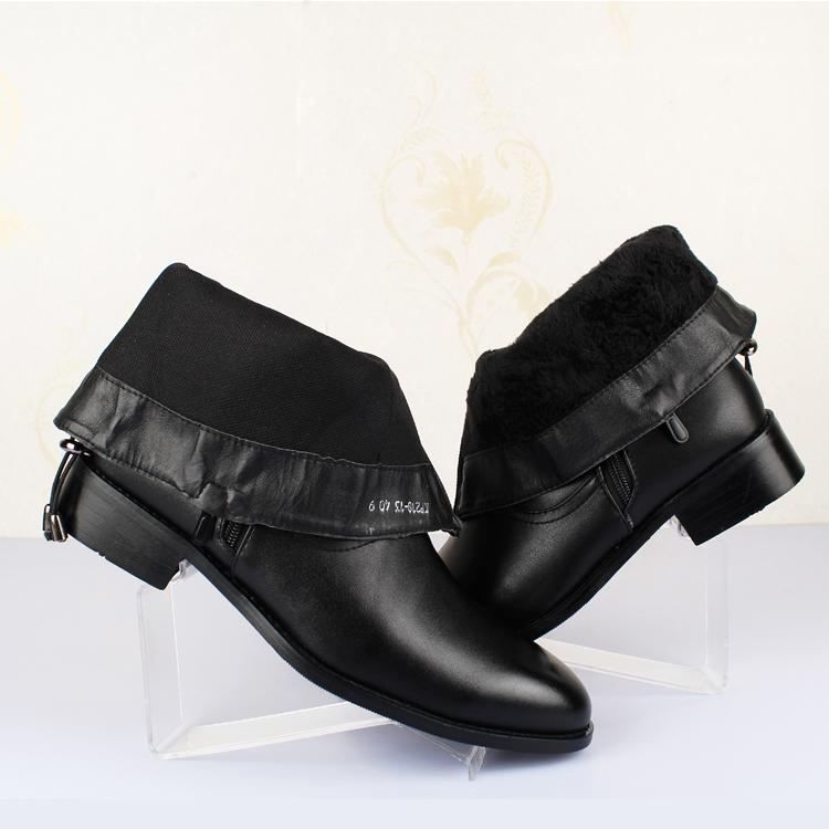 Winter Pointed Toe Mens Mid-calf Boots Increased To Leather Men's Boots Long Tube Mens Winter Boots