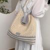 Fashion Woven Stripe Contrast Cut-out Women's Underarm Bag Spring New Shopping Bag Shoulder Crossbody Bag