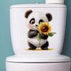 Cute Cartoon Panda Sunflower Toilet Wall Sticker Self-Adhesive Waterproof Removable Bathroom Home Decor Art